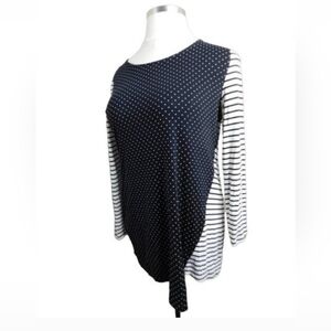 Chico'sNavy Polka Dot and Stripe Tunic size large